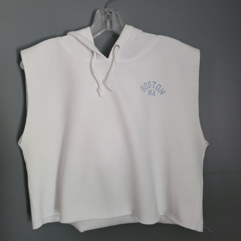 Abound White Sleeveless Hooded Crop Sweatshirt. Size M